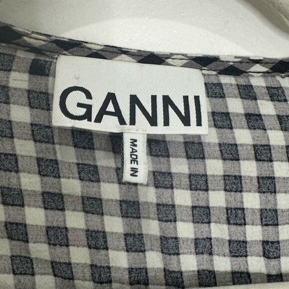 GANNI Gingham Wraparound Top Blouse - Picture 7 of 8